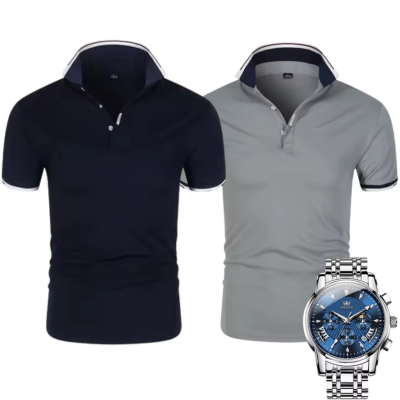 [Buy 2 Pay 1] 2-Pack Premiere Polo Shirts + Exclusive Watch